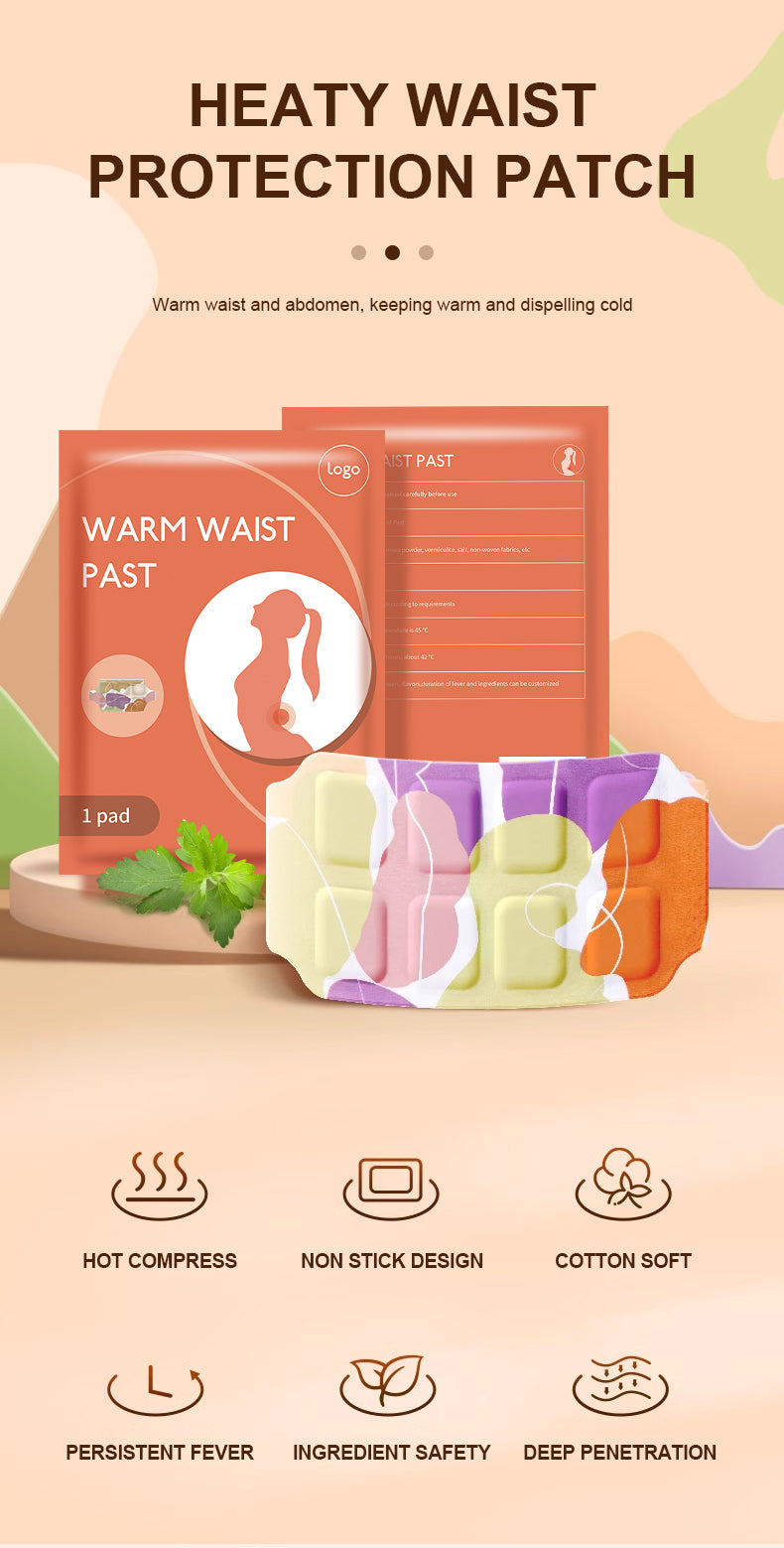 Disposable Air-Activated Self-Heating Waist Winter Keep Hot Patch Waist Warmers Patches